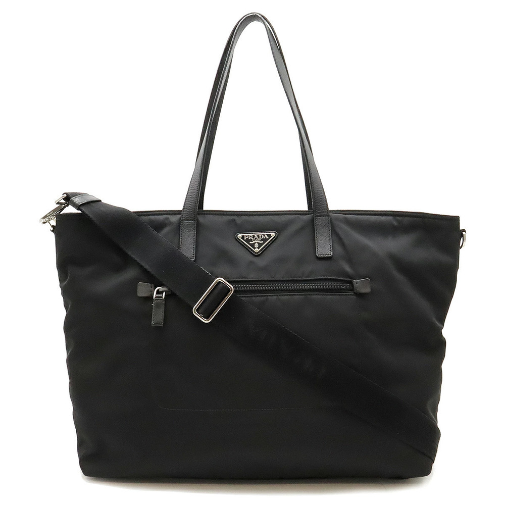 Prada Tote Tessuto Saffiano Bag Crossbody Leather NERO Black